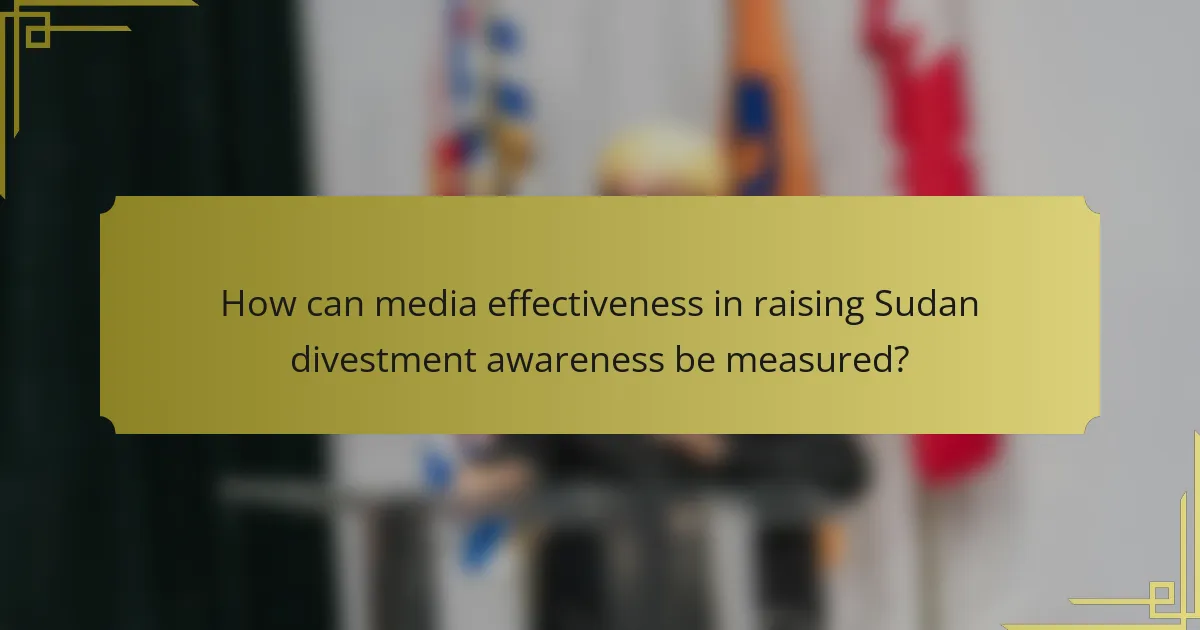 How can media effectiveness in raising Sudan divestment awareness be measured?