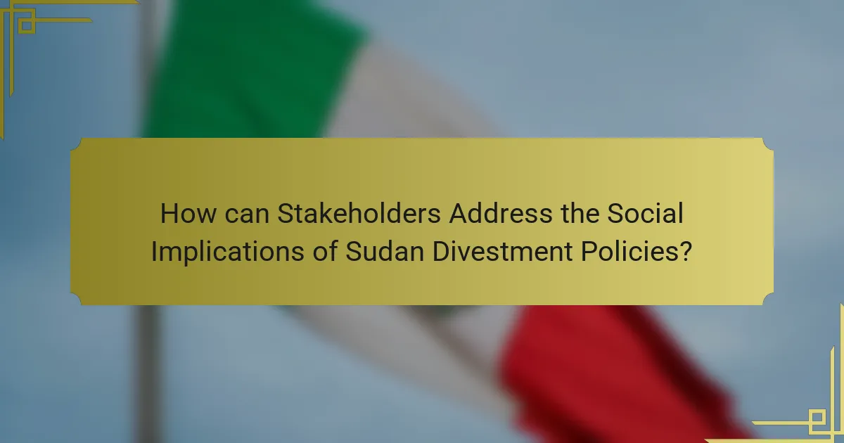 How can Stakeholders Address the Social Implications of Sudan Divestment Policies?