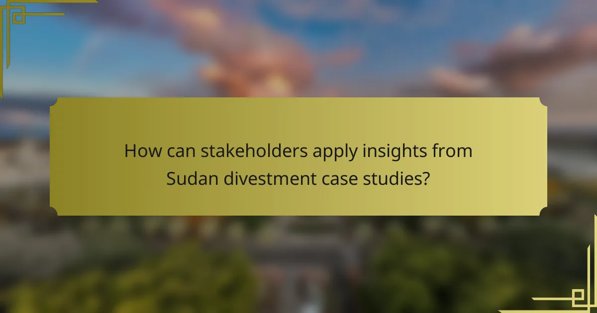 How can stakeholders apply insights from Sudan divestment case studies?