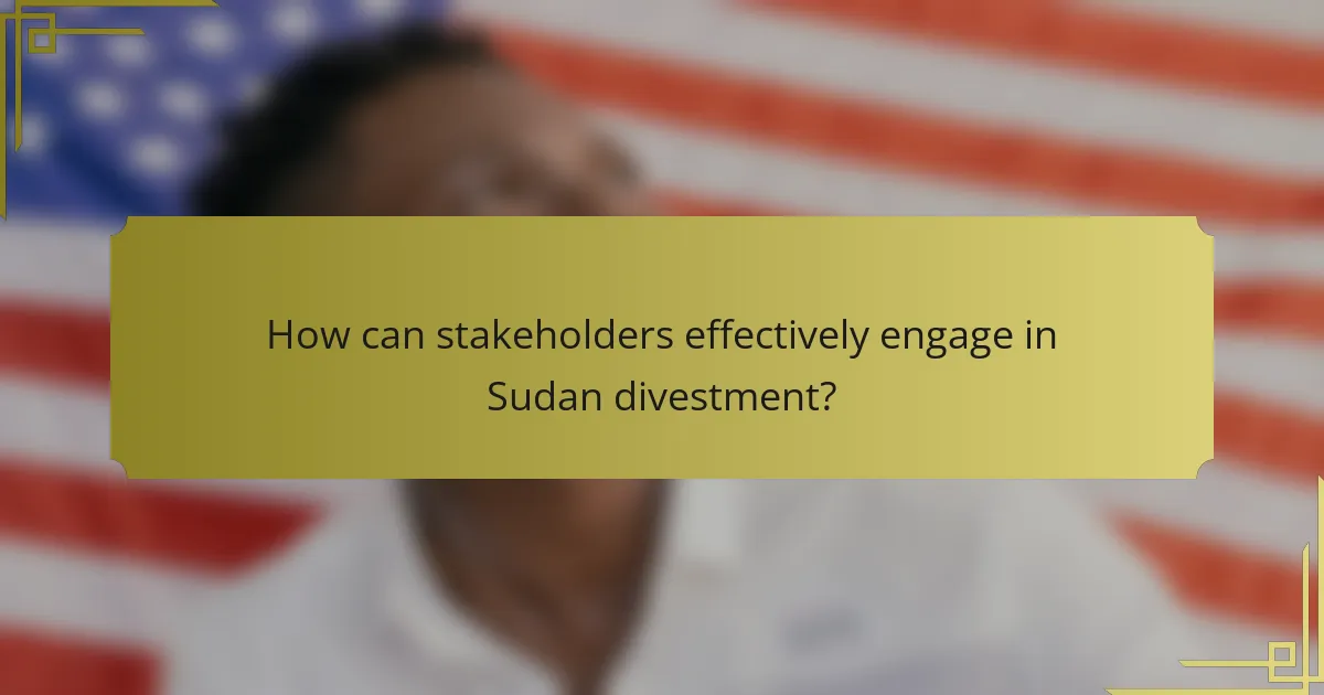 How can stakeholders effectively engage in Sudan divestment?