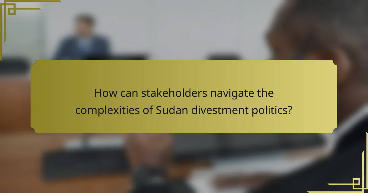 How can stakeholders navigate the complexities of Sudan divestment politics?