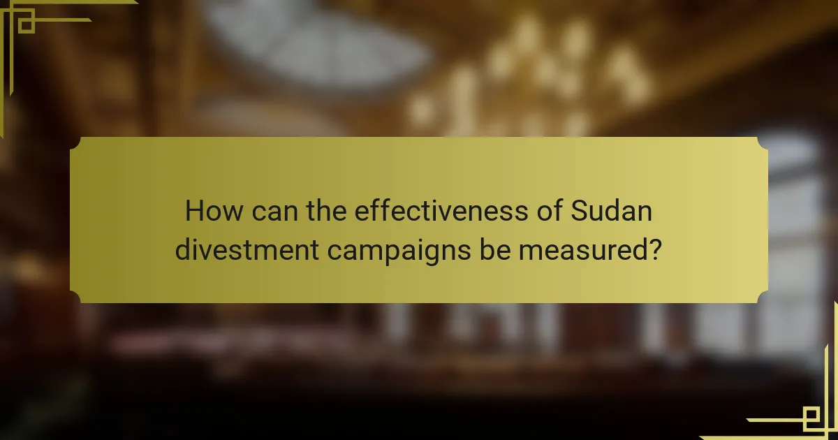 How can the effectiveness of Sudan divestment campaigns be measured?