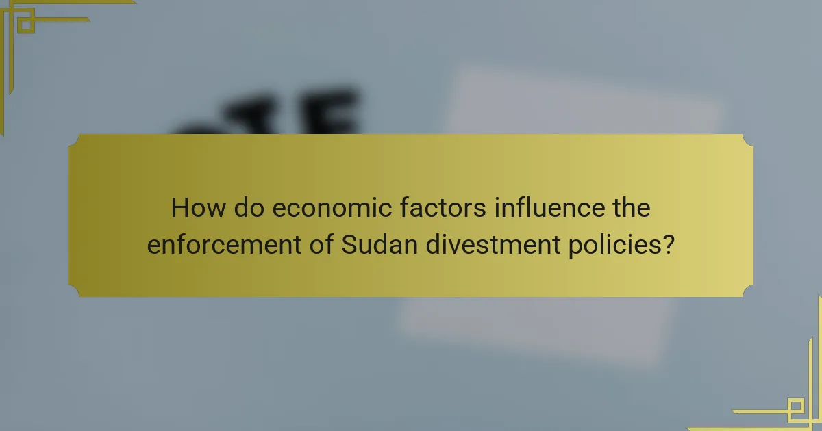 How do economic factors influence the enforcement of Sudan divestment policies?