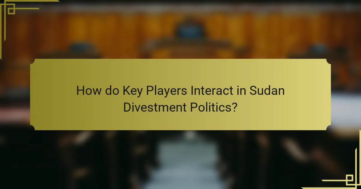 How do Key Players Interact in Sudan Divestment Politics?