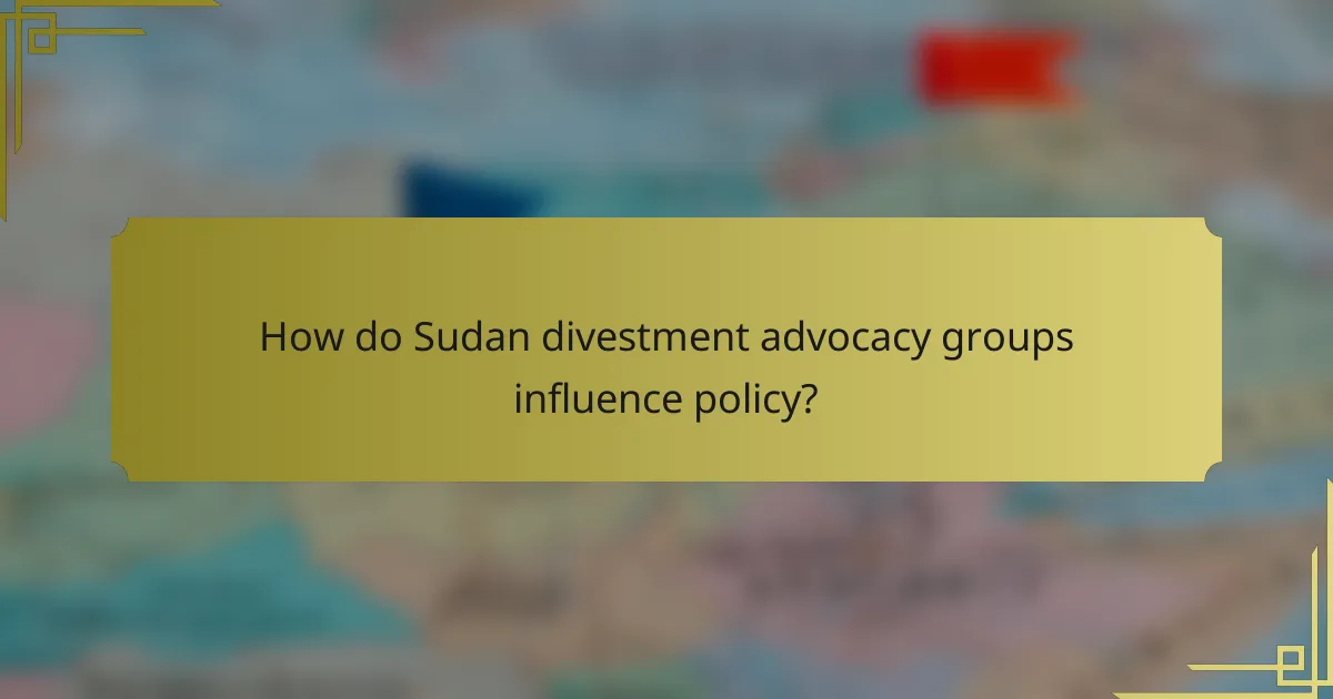 How do Sudan divestment advocacy groups influence policy?