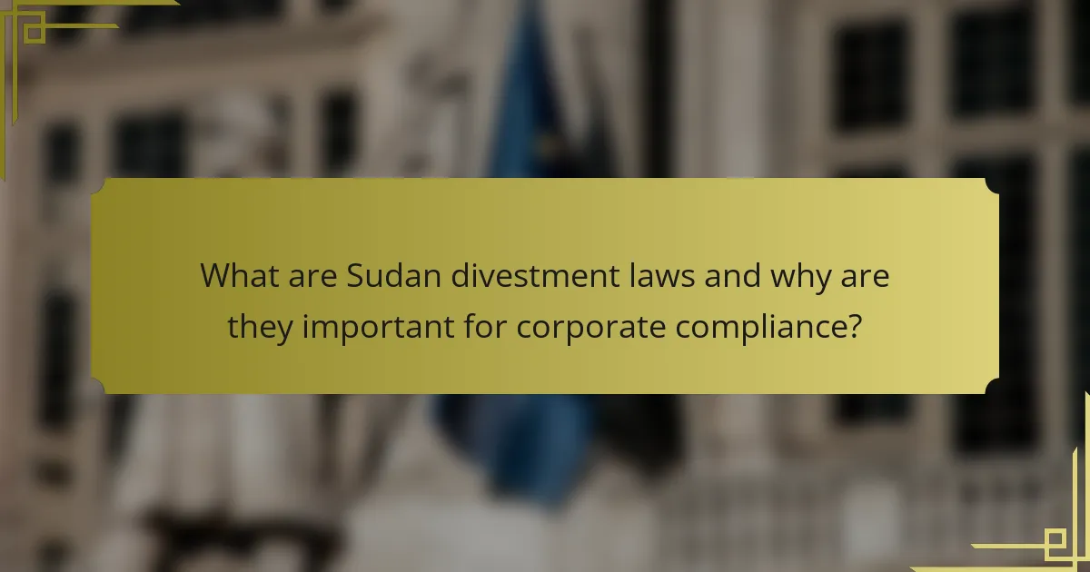What are Sudan divestment laws and why are they important for corporate compliance?