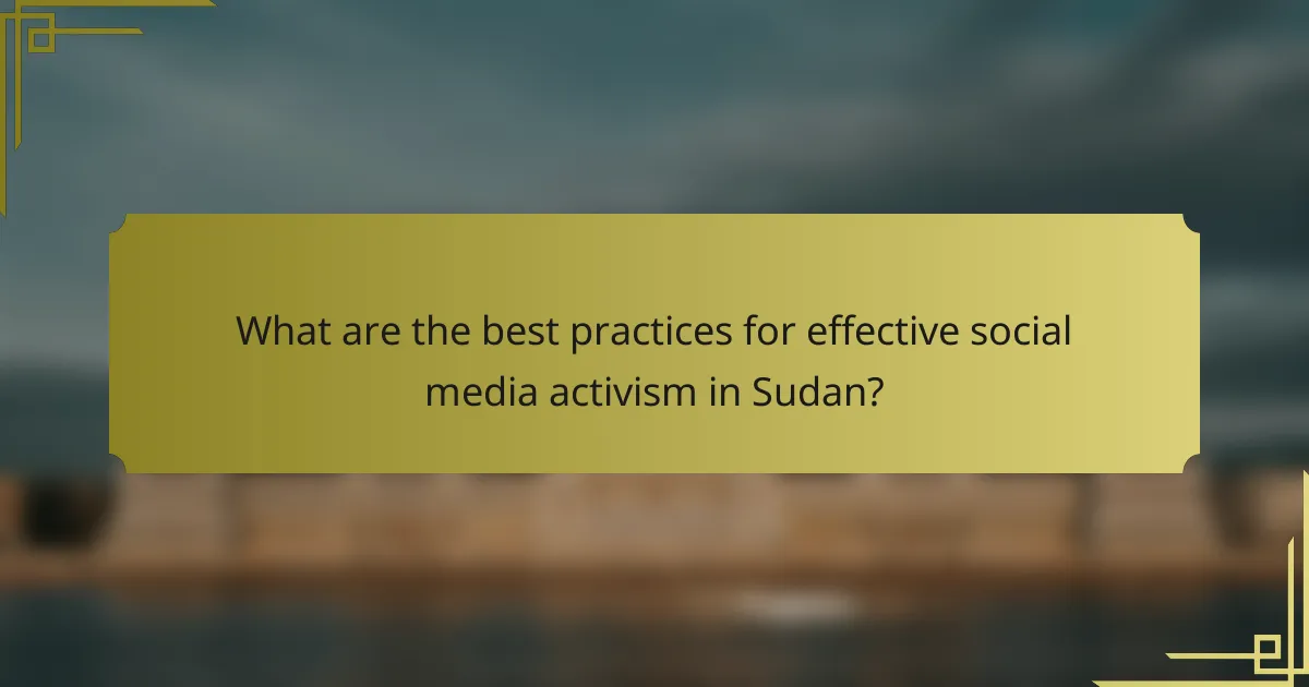 What are the best practices for effective social media activism in Sudan?