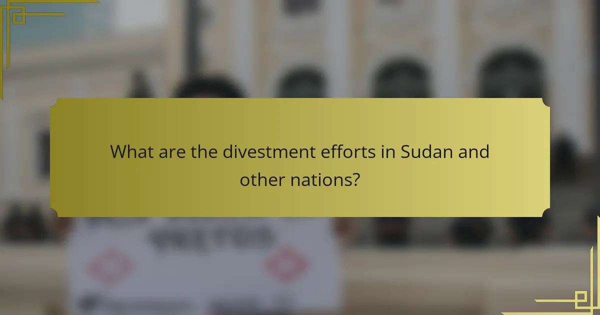 What are the divestment efforts in Sudan and other nations?
