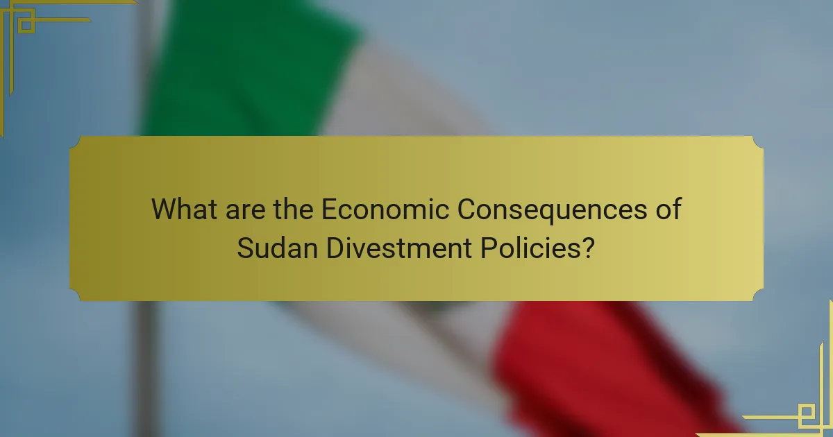 What are the Economic Consequences of Sudan Divestment Policies?