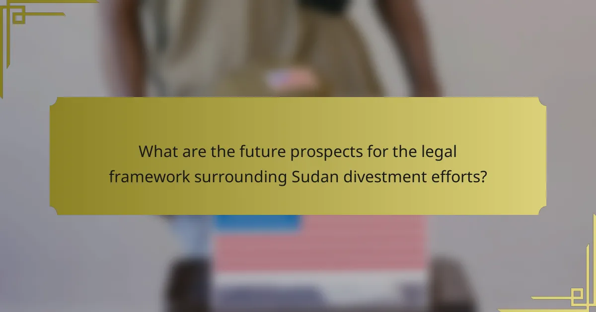 What are the future prospects for the legal framework surrounding Sudan divestment efforts?