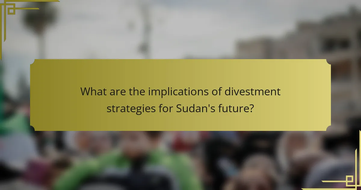 What are the implications of divestment strategies for Sudan's future?