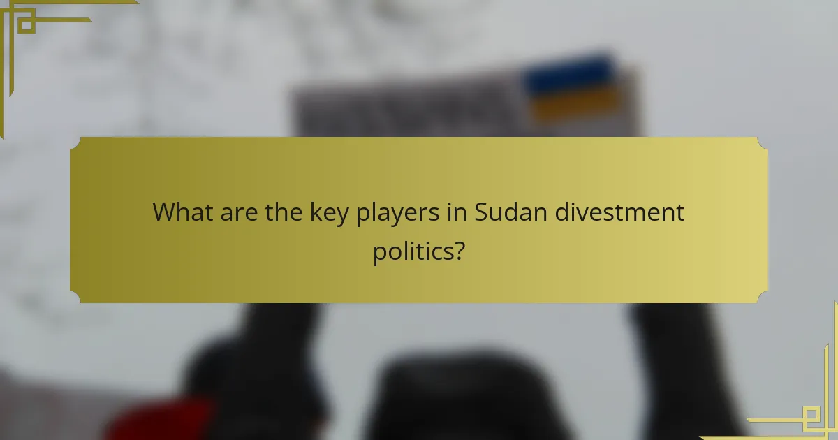 What are the Key Players in Sudan Divestment Politics?