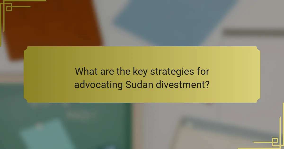 What are the key strategies for advocating Sudan divestment?