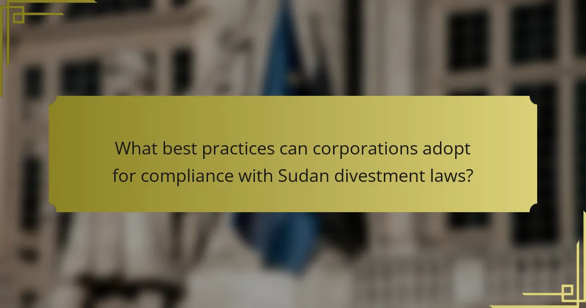 What best practices can corporations adopt for compliance with Sudan divestment laws?