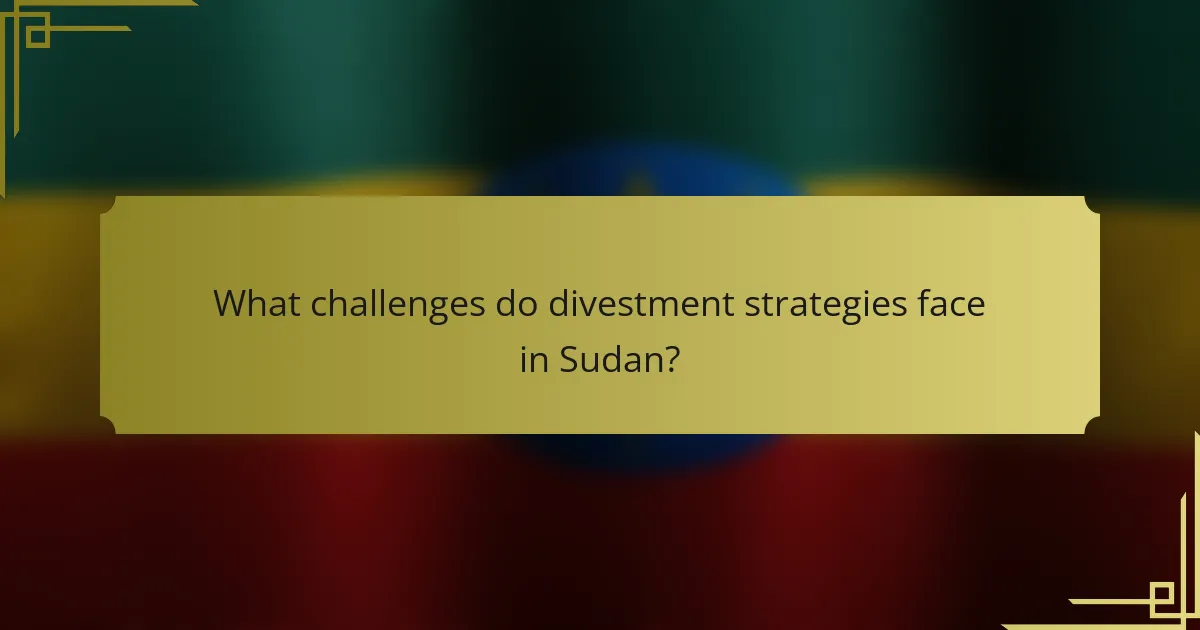 What challenges do divestment strategies face in Sudan?