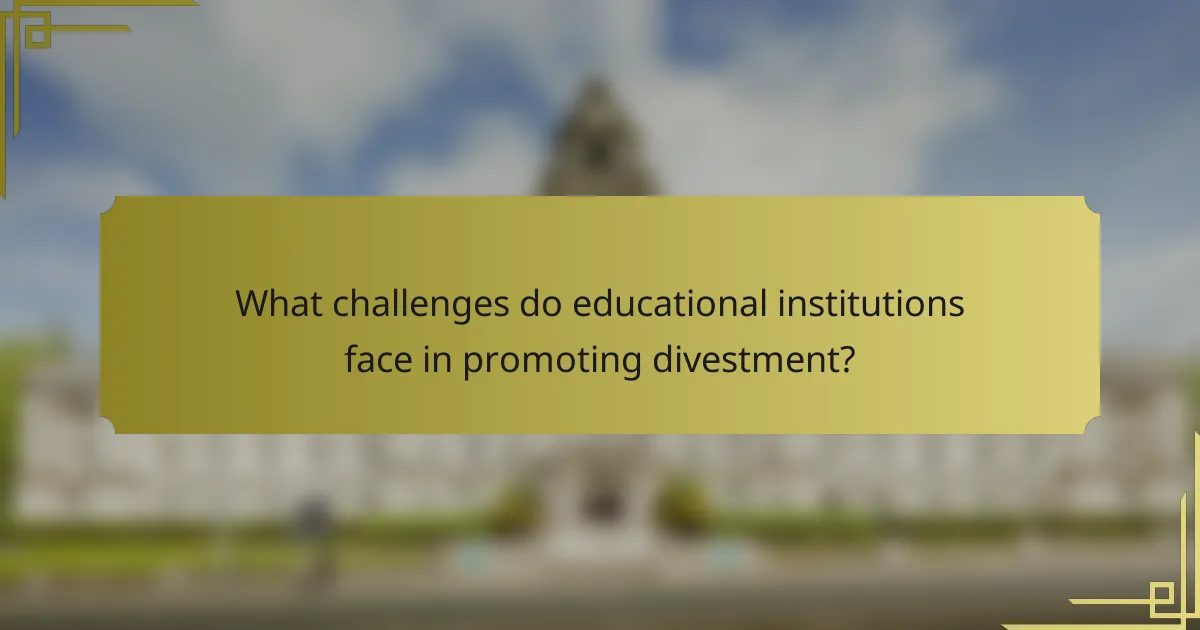 What challenges do educational institutions face in promoting divestment?