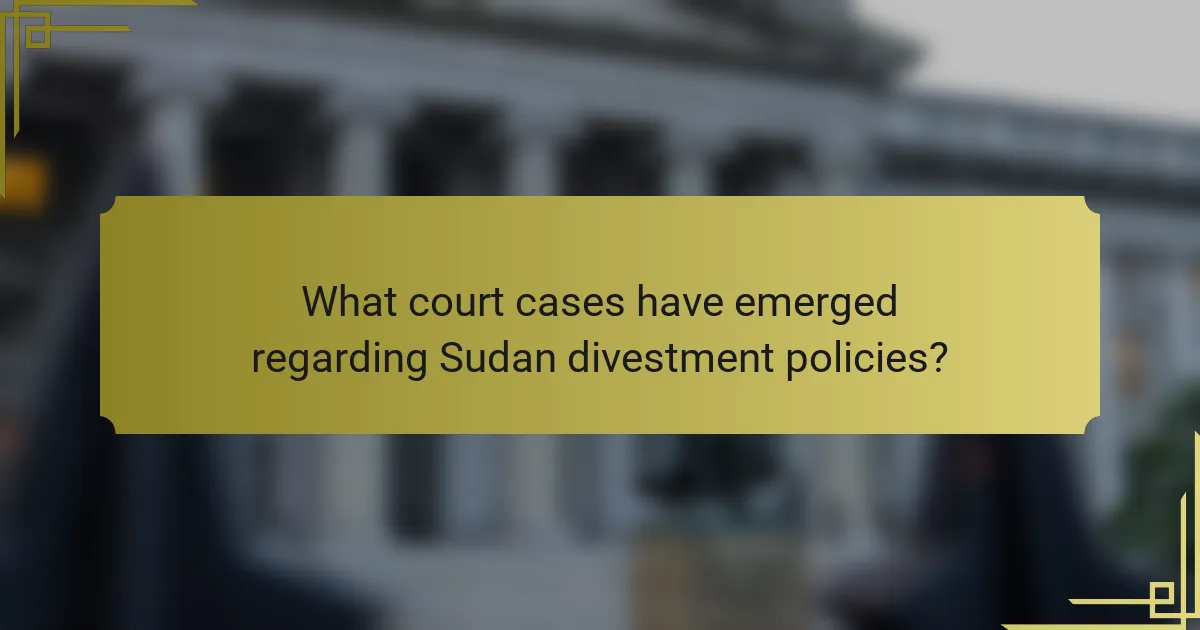 What court cases have emerged regarding Sudan divestment policies?