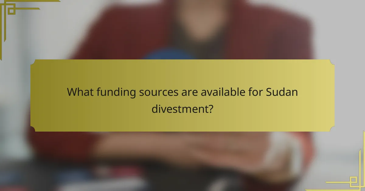 What funding sources are available for Sudan divestment?