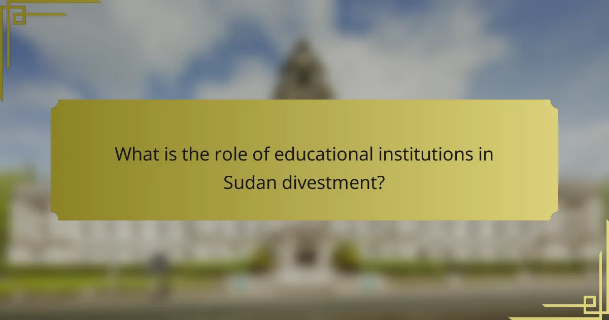 What is the role of educational institutions in Sudan divestment?