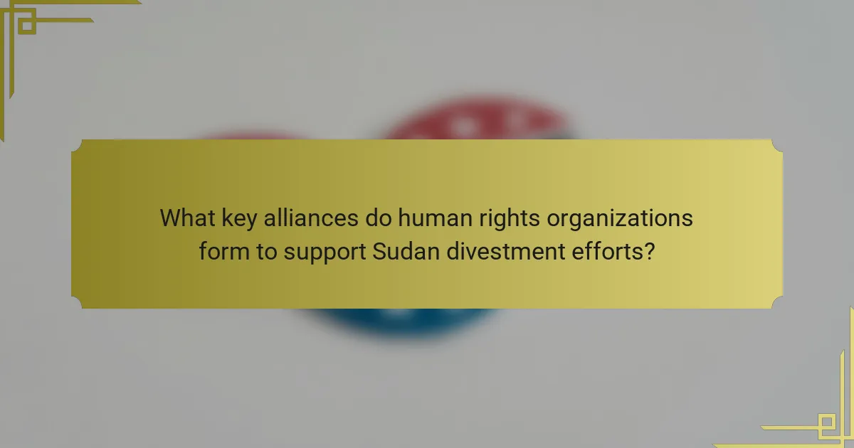 What key alliances do human rights organizations form to support Sudan divestment efforts?