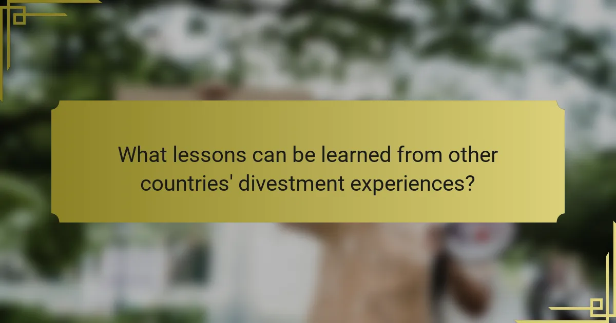 What lessons can be learned from other countries' divestment experiences?