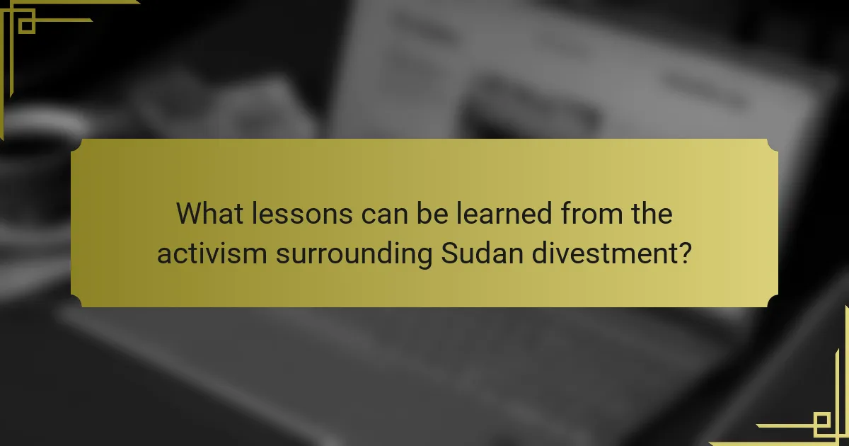 What lessons can be learned from the activism surrounding Sudan divestment?