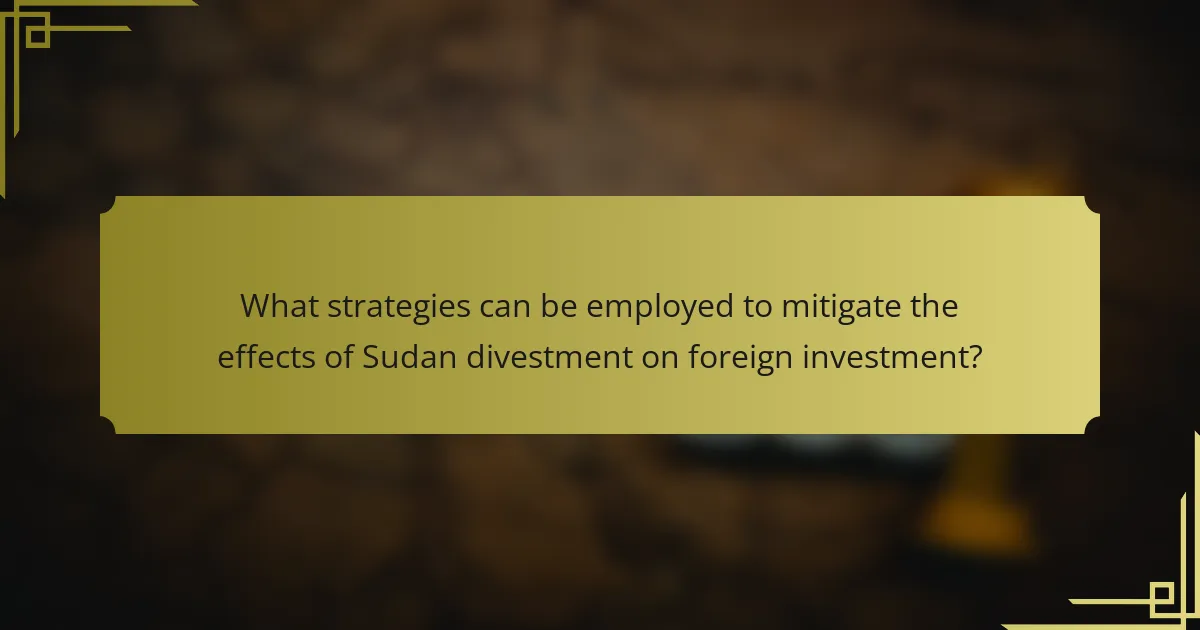 What strategies can be employed to mitigate the effects of Sudan divestment on foreign investment?