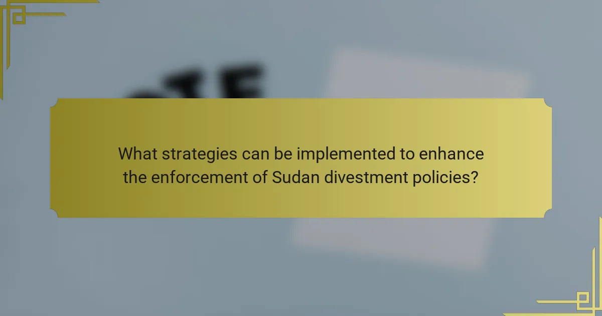 What strategies can be implemented to enhance the enforcement of Sudan divestment policies?