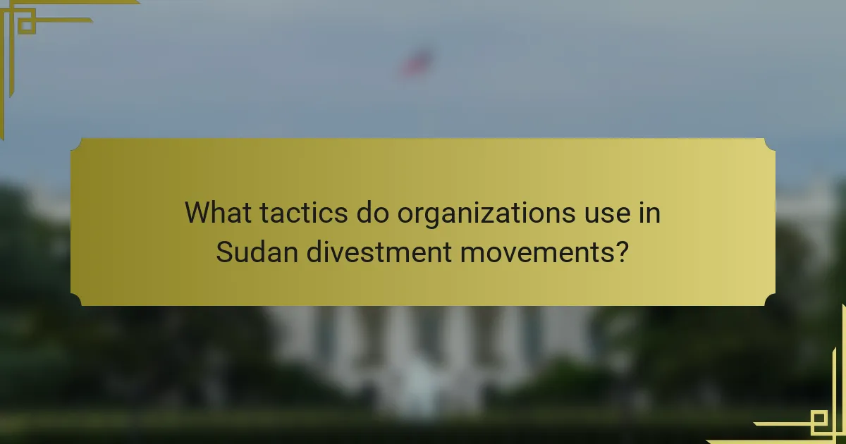What tactics do organizations use in Sudan divestment movements?